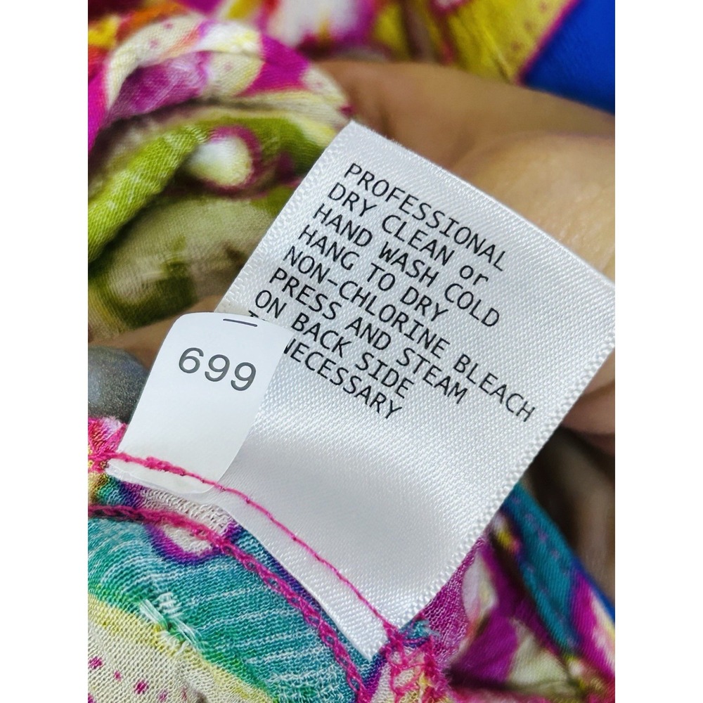 Haute Hippie colorful spring blouse cross-closure front tropical print Size L - Picture 7 of 12